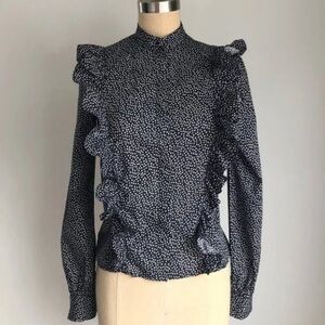 H&M‎ Navy Ruffle Blouse